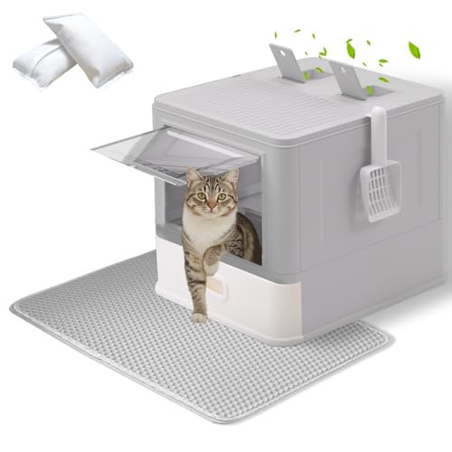 Vollständig geschlossenes Katzenklo mit Deckel, Geruchsneutralisierungsbeutel Katzentoilette in Großgröße, ausziehbares Edelstahl-Tablett mit Katzenklo Matte für Katzen bis 18 kg Vollständig geschlossenes Katzenklo mit Deckel, Geruchsneutralisierungsbeutel Katzentoilette in Großgröße, ausziehbares Edelstahl-Tablett mit Katzenklo Matte für Katzen bis 18 kg von LEEJARD