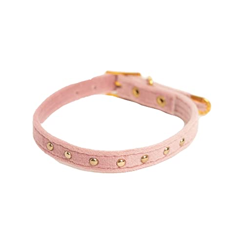 LEELA QUANTUM TECH Katzenhalsband, Samt, goldene Messingelemente, Quantenenergie, blau/rosa, positive Energie für Katzen von LEELA QUANTUM TECH