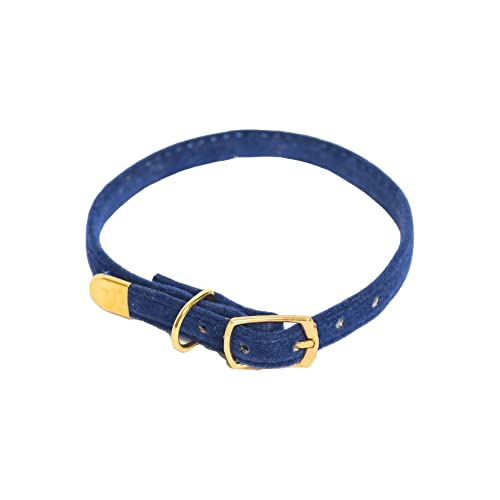 LEELA QUANTUM TECH Katzenhalsband, Samt mit goldenen Messingelementen, Quantenenergie & Heilfrequenzen, blau, für Katzen von LEELA QUANTUM TECH