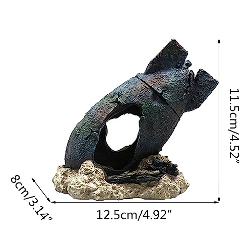 LEELOU Fisch Für Panzerdekoration Aquarium Hideaway Abgenutzte Raketenformthema Harzschmuck Felshöhle Landschaft Schmuck von LEELOU