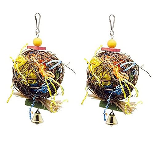 LEEVUS Vogelspielzeug, Papageien-Schredder, Papageienspielzeug, zum Aufhängen, Rattan-Ball, Vogelbeißen, Kauspielzeug mit Glöckchen für Wellensittiche, 2 Stück LEEVUS Vogelspielzeug, Papageien-Schredder, Papageienspielzeug, zum Aufhängen, Rattan-Ball, Vogelbeißen, Kauspielzeug mit Glöckchen für Wellensittiche, 2 Stück von LEEVUS