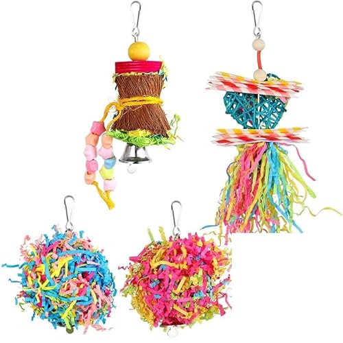 LEEVUS Vogelspielzeug, Papageien-Zubehör, Kauspielzeug, Käfig, Hängeset, Papageien, Vogelspielzeug, 4-teiliges Set LEEVUS Vogelspielzeug, Papageien-Zubehör, Kauspielzeug, Käfig, Hängeset, Papageien, Vogelspielzeug, 4-teiliges Set von LEEVUS