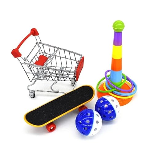 LEEVUS Vogelspielzeug, Papageienspielzeug, Mini-Einkaufswagen, Trainingsringe, Skateboard-Ständer, Sitzstange, Kauzubehör, 5 Stück/Set LEEVUS Vogelspielzeug, Papageienspielzeug, Mini-Einkaufswagen, Trainingsringe, Skateboard-Ständer, Sitzstange, Kauzubehör, 5 Stück/Set von LEEVUS