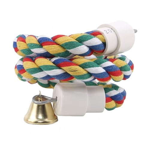 LEEVUS Vogelspielzeug, Vogelsitz-Spielzeug, spiralförmig, Baumwollseil, Papageien-Schaukel, Klettern, stehendes Spielzeug mit Glocke, 1 Stück, 50 cm LEEVUS Vogelspielzeug, Vogelsitz-Spielzeug, spiralförmig, Baumwollseil, Papageien-Schaukel, Klettern, stehendes Spielzeug mit Glocke, 1 Stück, 50 cm von LEEVUS