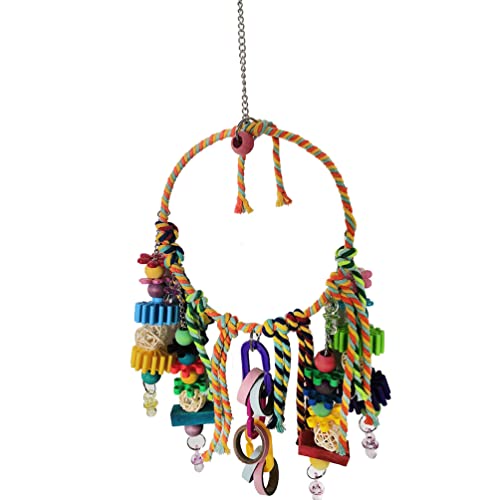 LEEVUS Vogelspielzeug, bunt, hängende Vogelschaukeln, Papageien, Baumwollseil, Spielzeug, Kletterspielzeug, Vogelzubehör, 1 Stück A LEEVUS Vogelspielzeug, bunt, hängende Vogelschaukeln, Papageien, Baumwollseil, Spielzeug, Kletterspielzeug, Vogelzubehör, 1 Stück A von LEEVUS