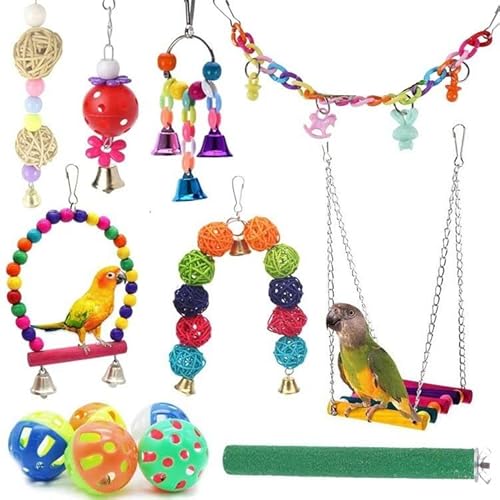 LEEVUS Vogelspielzeug für Papageien, Kauspielzeug, Schaukel, Hängebrücke, Spielzeugstation, Kombinations-Set, Spielzeug, 12 Stück LEEVUS Vogelspielzeug für Papageien, Kauspielzeug, Schaukel, Hängebrücke, Spielzeugstation, Kombinations-Set, Spielzeug, 12 Stück von LEEVUS