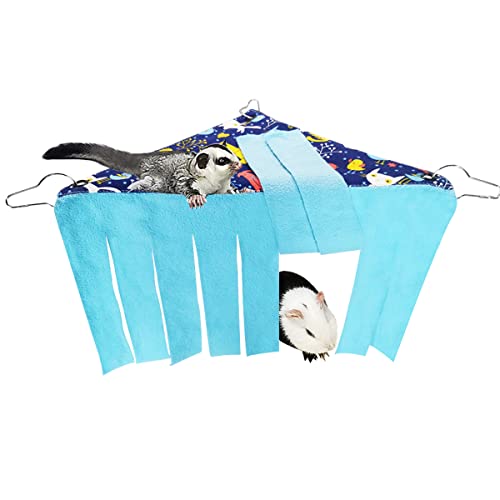 2 Stück Meerschweinchen-Versteck Rattenecke Versteck Peekaboo Spielzeug Käfig Zubehör Verstecktes Lebensraum Zelt Spielzeug für Frettchen Chinchillas Zucker Gleiter Kleine Haustiere (nur 1 x blaue Katze) von LEFTSTARER