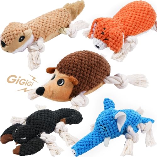 LEGEND SANDY Plüsch Kleines Hundespielzeug für kleine Rassen, robustes Welpenspielzeug, um sie zu beschäftigen, robuste Kuscheltiere Welpenkauspielzeug, quietschende Hundespielzeuge (5er-Pack Welpensp von LEGEND SANDY