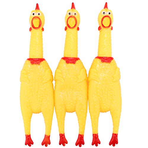 LEGEND SANDY Screaming Chicken,Yellow Rubber Squaking Chicken Toy Novelty and Durable Rubber Chicken for Kids and Dogs,Rubber Chickens Value 3 Pack von LEGEND SANDY