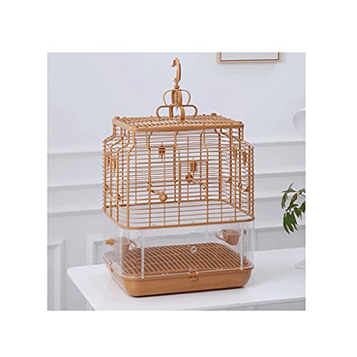 LEGU Vogelkäfig Kreativer transparenter Vogelkäfig mit einem rollenden Stand, kann hochfest technische Kunststoffvogelkäfig mit Lebensmittelkasten-braun aufhängen Dekoration Voliere von LEGU