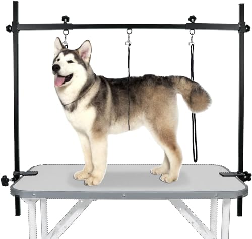 LEIBOU H-Form Haustier-Pflegetisch mit Schlinge und Klemme für Hunde und Katzen, robuster Rahmen aus Aluminiumlegierung, höhenverstellbar von 95 cm bis 119 cm von LEIBOU
