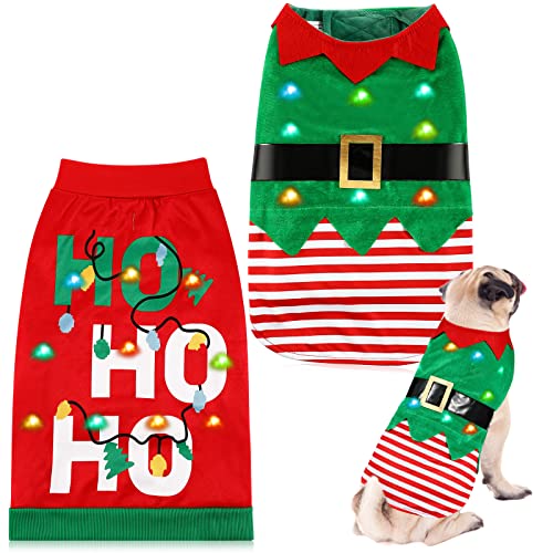 2 Stück Weihnachts-Hundekostüm Winter-Hundekleidung mit Farblicht, Hunde-Outfit, Haustier-Weihnachtskleidung, warme Weihnachtskleidung, Hundekleidung, Cosplay, Weihnachten, Neujahrsparty von LEIFIDE