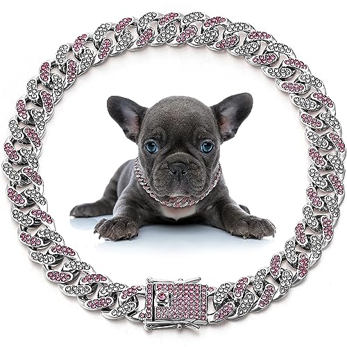 LEIFIDE Hundehalsband, Hundehalsband mit Diamantgliedern, 12 mm breit, Metallkette für Katzen, Kristallhalsband für Haustiere, Schmuckzubehör für kleine LEIFIDE Hundehalsband, Hundehalsband mit Diamantgliedern, 12 mm breit, Metallkette für Katzen, Kristallhalsband für Haustiere, Schmuckzubehör für kleine von LEIFIDE