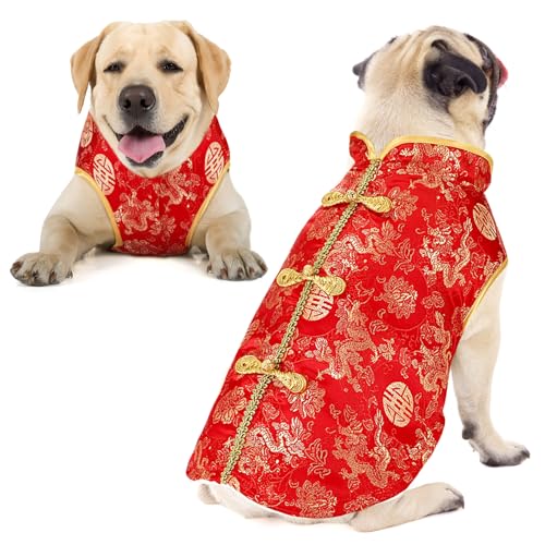 LEIFIDE Hundemantel für das neue Jahr, Katzenknoten, Knöpfe, Mantel, Chinesisches Neujahrskostüm, Lunar, Neujahr, Outfit, Hunde, Cheongsam, Winter, Haustierkleidung, Weste für kleine und mittelgroße LEIFIDE Hundemantel für das neue Jahr, Katzenknoten, Knöpfe, Mantel, Chinesisches Neujahrskostüm, Lunar, Neujahr, Outfit, Hunde, Cheongsam, Winter, Haustierkleidung, Weste für kleine und mittelgroße von LEIFIDE