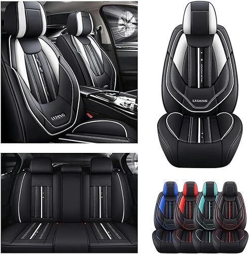 LEJOLI Sitzbezüge Auto Autositzbezüge Universal Set für Nissan Altima p300 Versa Murano Kicks Dualis Livina Auto Zubehör,schwarz weiß von LEJOLI