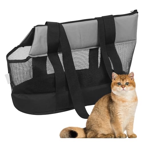 Atmungsaktive Hundetragetasche, Hundetasche Atmungsaktive Haustier-Hundetragetasche, Umhängetasche Tragetasche für Kleine Mittlere Hund Katze, Schwarz von LEKEFETO