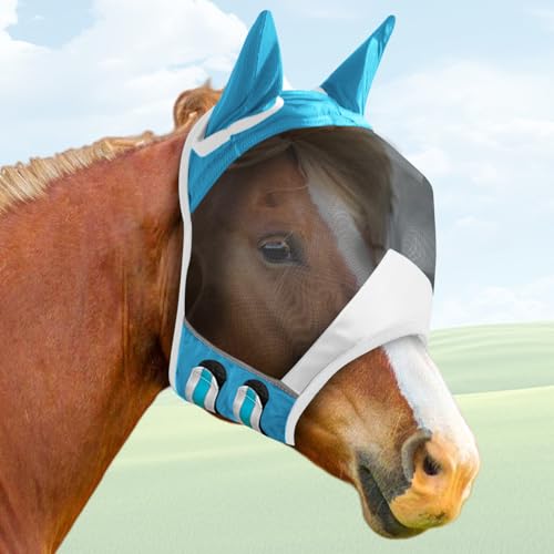 Fliegenmaske Pferd, Fliegenmaske UV-Schutz mit Ohrenschutz, Pferdemaske mit Ohren Schützerschutz, Atmungsaktives Mesh Fliegenmaske Pferd, Fliegenmaske UV-Schutz mit Ohrenschutz, Pferdemaske mit Ohren Schützerschutz, Atmungsaktives Mesh von LEKEFETO