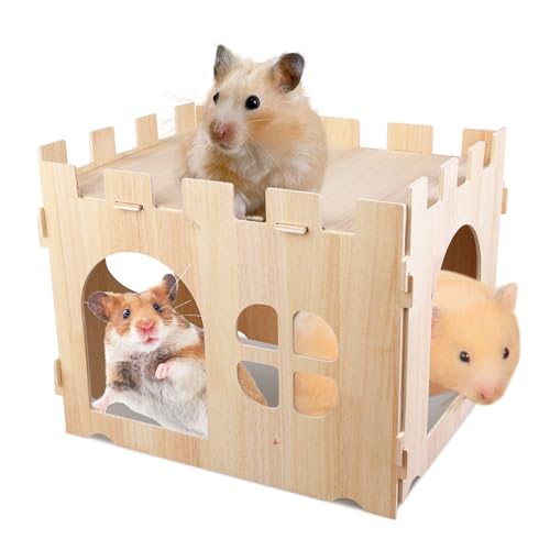 Große Kaninchenhaus, Verstecke Hölzernes Kaninchen Versteck Schloss, Hasen Spielhaus, Abnehmbares Kaninchen Spielhaus, Kaninchenschloss für Meerschweinchen Zwergkaninchen Nagetier, 40 x 30 x 30 cm Große Kaninchenhaus, Verstecke Hölzernes Kaninchen Versteck Schloss, Hasen Spielhaus, Abnehmbares Kaninchen Spielhaus, Kaninchenschloss für Meerschweinchen Zwergkaninchen Nagetier, 40 x 30 x 30 cm von LEKEFETO