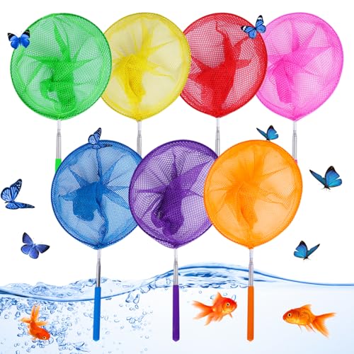 7 Stück Kescher Kinder Teleskop Kinder Kescher: 50-85cm Teleskop Schmetterling Net, Teleskop Schmetterlingsnetze, Farbe Kescher Schmetterlingsnetz, Zum Fangen Von Bugs Insekten Angeln Fische Outdoor von LEKEFETO