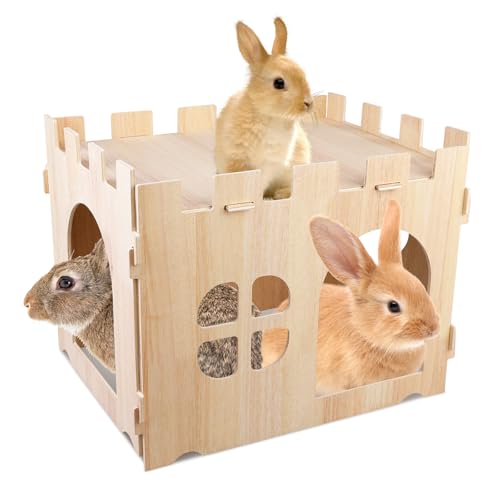 LEKEFETO Groß Kaninchenhaus, Holz Meerschweinchen Bett mit Eingänge, Meerschweinchen Spielzeug, Meerschweinchen Zubehoer, für Chinchilla, Hamster, Hase, Frettchen - 40 x 30 x 30 cm LEKEFETO Groß Kaninchenhaus, Holz Meerschweinchen Bett mit Eingänge, Meerschweinchen Spielzeug, Meerschweinchen Zubehoer, für Chinchilla, Hamster, Hase, Frettchen - 40 x 30 x 30 cm von LEKEFETO