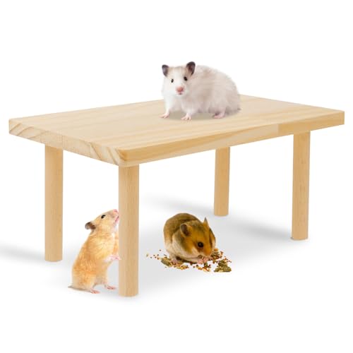 LEKEFETO Hamster Plattform aus Holz, Hamsterplattform Kletterspielzeug, Hamster Spielpodest, Hamster Kletterplattform, für Hamster, Gerbils, Mäuse - 24 x 12 x 14 cm von LEKEFETO