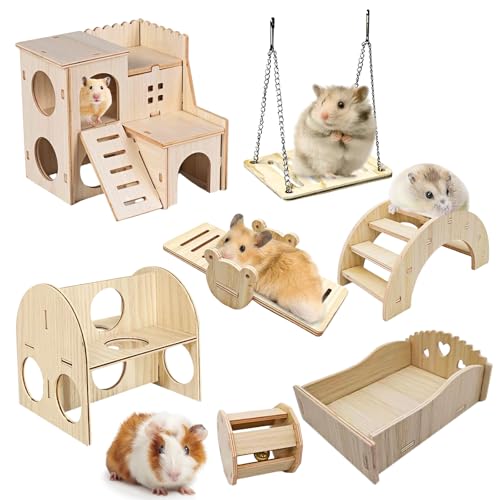 LEKEFETO Hamster Spielzeug aus Holz: 7 Stück DIY Hamster Haus, Spielzeug für Hamster, Haus für Meerschweinchen, Hamster Zubehör, für Meerschweinchen, Rennmaus, Chinchilla, Zwerghamster LEKEFETO Hamster Spielzeug aus Holz: 7 Stück DIY Hamster Haus, Spielzeug für Hamster, Haus für Meerschweinchen, Hamster Zubehör, für Meerschweinchen, Rennmaus, Chinchilla, Zwerghamster von LEKEFETO