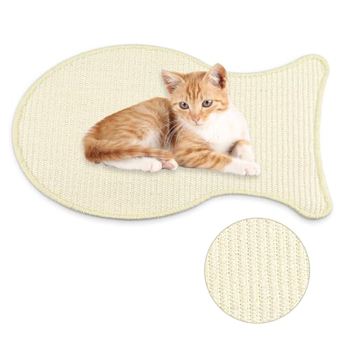 LELE LIFE Sisal Katzenkratzmatte, 49 x 35 cm Niedliche Fisch Katze Kratzmatte für Indoor Katzen mit Hakenband, Horizontale Katzenkratzmatte Teppich Wand Couch Eckenschutz LELE LIFE Sisal Katzenkratzmatte, 49 x 35 cm Niedliche Fisch Katze Kratzmatte für Indoor Katzen mit Hakenband, Horizontale Katzenkratzmatte Teppich Wand Couch Eckenschutz von LELE LIFE