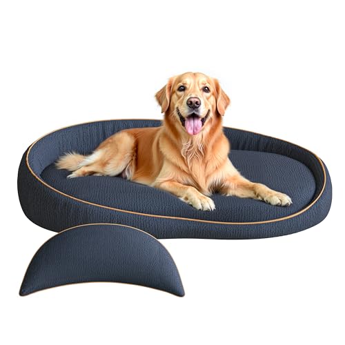 LELEFIDO XXL Orthopädisches Hundebett mit Kissen – Komfortables Hundesofa aus Memory Foam, Abnehmbarer & waschbarer Bezug – Hundebett für große Hunde, langlebig & gemütlich von LELEFIDO