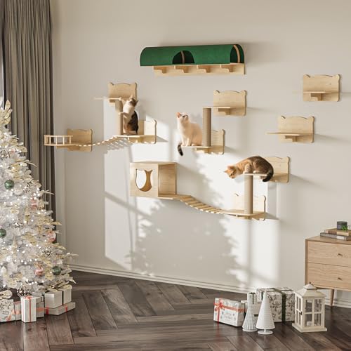 LEMBERI Katzen-Wandregale, 16-teiliges Set, Wandmontierte Katzenregale mit Bett, Haus, Stufen, Brückenleiter, Tunnel und Kratzbaum für Indoor-Klettern, Schlafen, Spielen LEMBERI Katzen-Wandregale, 16-teiliges Set, Wandmontierte Katzenregale mit Bett, Haus, Stufen, Brückenleiter, Tunnel und Kratzbaum für Indoor-Klettern, Schlafen, Spielen von LEMBERI