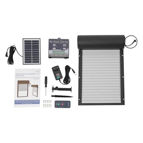 LENDISIY Automatische Hühnerklappe, Hühnerklappe Solar mit Zeitschaltuhr, Lichtsensor, Fernbedienung, Intelligenter Einklemmschutz, Elektrische Hühnerstalltür Hühnertür (Schwarz) von LENDISIY