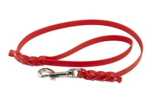 LENNIE BioThane Führleine, 13mm breit, 1,25m lang, Rot, mit Handschlaufe, geflochten von LENNIE