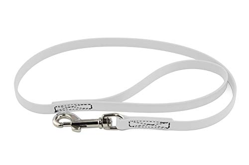LENNIE BioThane Führleine, 13mm breit, 1m lang, Weiß, mit Handschlaufe, genäht von LENNIE