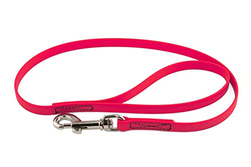 LENNIE BioThane Führleine, 13mm breit, 2m lang, Neon-Pink, mit Handschlaufe, genäht von LENNIE