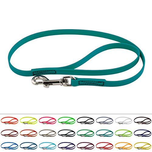 LENNIE BioThane Führleine, 16mm breit, 0,5m lang, Petrol/Teal, mit Handschlaufe, genäht von LENNIE