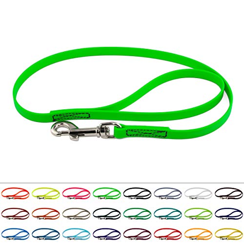 LENNIE BioThane Führleine, 16mm breit, 0,75m lang, Neon-Grün, mit Handschlaufe, genäht von LENNIE