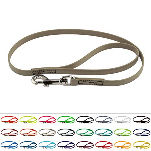 LENNIE BioThane Führleine, 16mm breit, 2,5m lang, Beige/Khaki, mit Handschlaufe, genäht von LENNIE