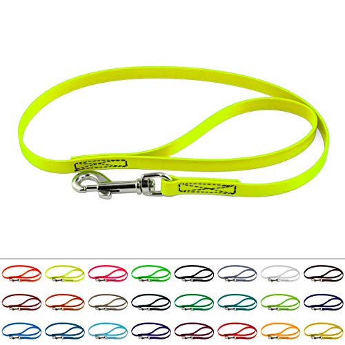 LENNIE BioThane Führleine, 9mm breit, 1,25m lang, Neon-Gelb, mit Handschlaufe, genäht von LENNIE