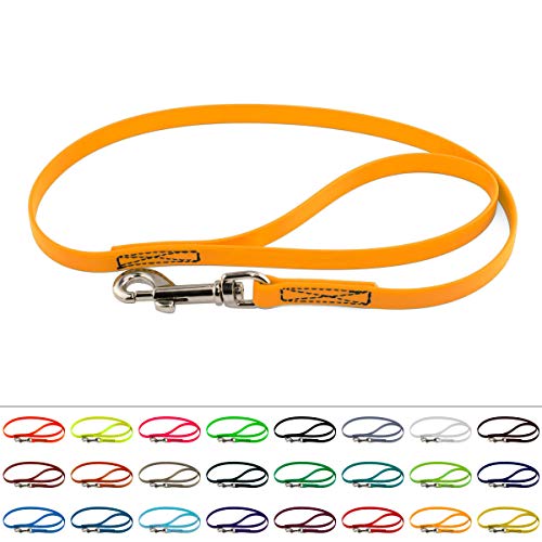 LENNIE BioThane Führleine, 9mm breit, 1m lang, Pastell-Orange, mit Handschlaufe, genäht von LENNIE