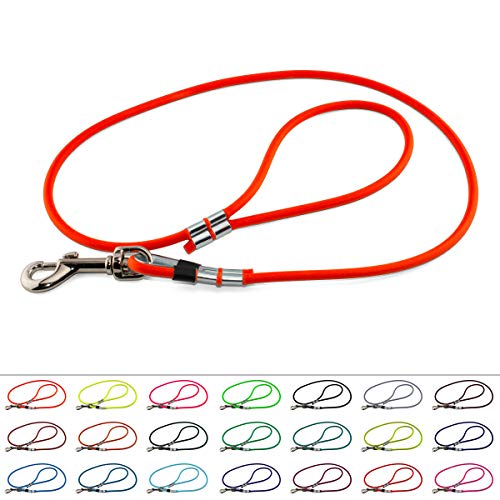LENNIE BioThane Führleine, rund, Ø 8 mm, 1,25m lang, mit Handschlaufe, Neon-Orange von LENNIE