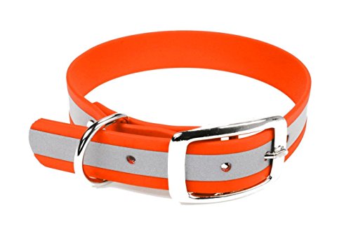 LENNIE BioThane Halsband, Dornschnalle, 19 mm breit, Größe 22-28 cm, Neon-Orange-Reflex von LENNIE