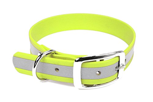 LENNIE BioThane Halsband, Dornschnalle, 25 mm breit, Größe 32-40 cm, Neon-Gelb-Reflex von LENNIE
