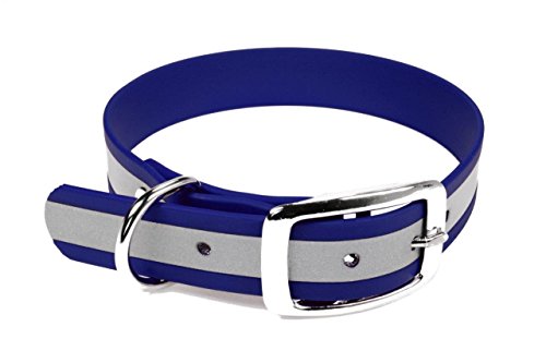LENNIE BioThane Halsband, Dornschnalle, 25 mm breit, Größe 38-46 cm, Blau-Reflex von LENNIE