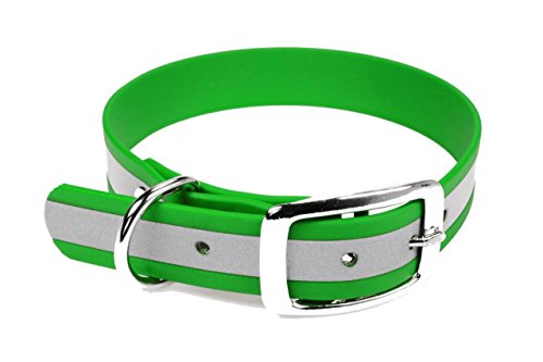 LENNIE BioThane Halsband, Dornschnalle, 25 mm breit, Größe 44-52 cm, Neon-Grün-Reflex von LENNIE