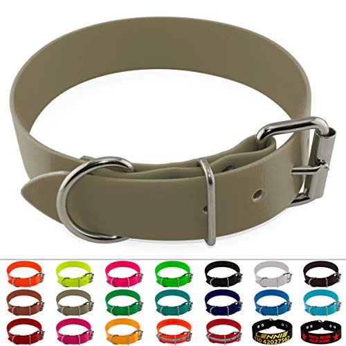 LENNIE BioThane Halsband, Edelstahl-Rollschnalle, 38 mm breit, Größe 38-48 cm, Beige/Khaki, Aufdruck möglich LENNIE BioThane Halsband, Edelstahl-Rollschnalle, 38 mm breit, Größe 38-48 cm, Beige/Khaki, Aufdruck möglich von LENNIE