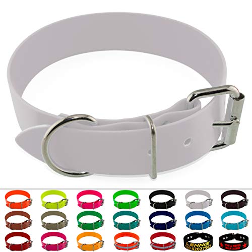 LENNIE BioThane Halsband, Edelstahl-Rollschnalle, 38 mm breit, Größe 38-48 cm, Weiß, Aufdruck möglich LENNIE BioThane Halsband, Edelstahl-Rollschnalle, 38 mm breit, Größe 38-48 cm, Weiß, Aufdruck möglich von LENNIE