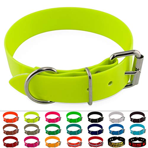 LENNIE BioThane Halsband, Edelstahl-Rollschnalle, 38 mm breit, Größe 52-62 cm, Neon-Gelb, Aufdruck möglich LENNIE BioThane Halsband, Edelstahl-Rollschnalle, 38 mm breit, Größe 52-62 cm, Neon-Gelb, Aufdruck möglich von LENNIE