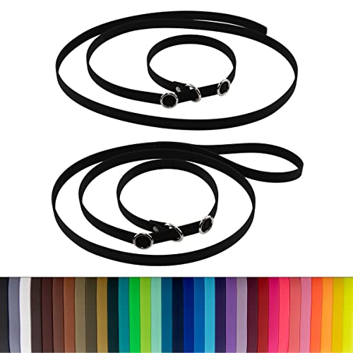 LENNIE BioThane Retrieverleine, 1,75m lang, Schwarz, 16mm, 19mm, Handschlaufe, Stopperringe, Moxonleine von LENNIE