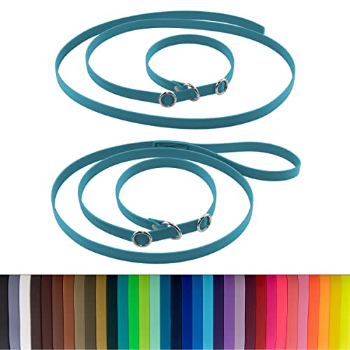 LENNIE BioThane Retrieverleine, 2m lang, Lagune, 16mm, 19mm, Handschlaufe, Stopperringe, Moxonleine von LENNIE