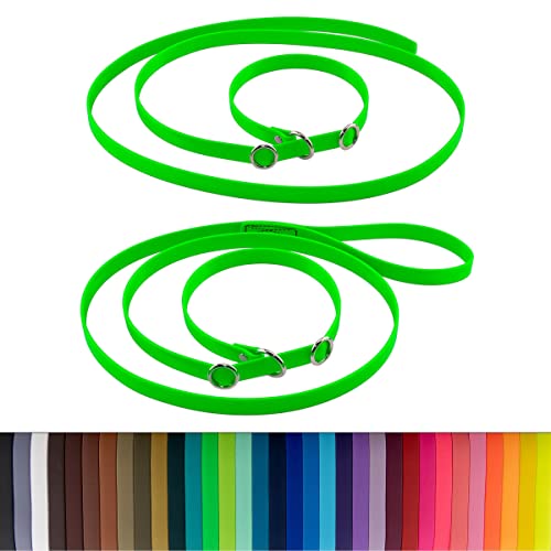 LENNIE BioThane Retrieverleine, 2m lang, Neon-Grün, 16mm, 19mm, Handschlaufe, Stopperringe, Moxonleine von LENNIE