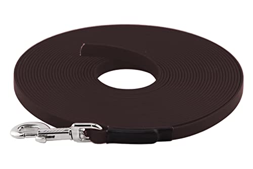 LENNIE BioThane Schleppleine, 10m, Dunkelbraun, 16mm für große Hunde, genäht von LENNIE